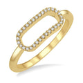 1/10 Ctw Paperclip Link Round Cut Diamond Stackable Ring in 14K Yellow Gold