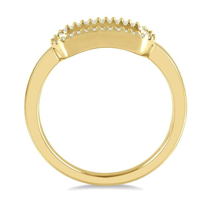 1/10 Ctw Paperclip Link Round Cut Diamond Stackable Ring in 14K Yellow Gold