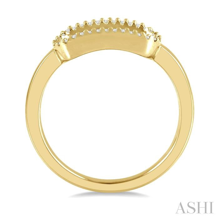 1/10 Ctw Paperclip Link Round Cut Diamond Stackable Ring in 14K Yellow Gold