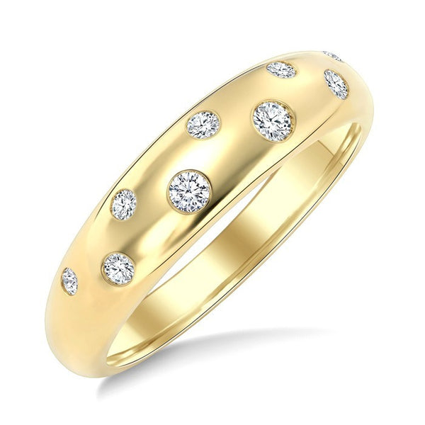 1/6 Ctw Round Cut Diamond Flush Set Mosaic Dome Bold Band in 10K Yellow Gold