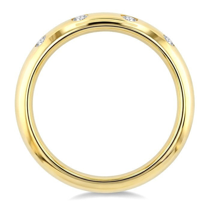 1/6 Ctw Round Cut Diamond Flush Set Mosaic Dome Bold Band in 10K Yellow Gold