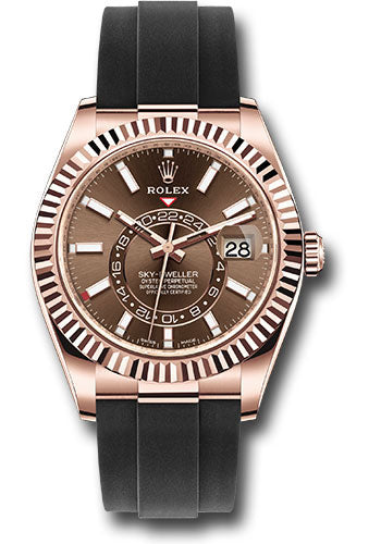 *Pre-Owned* Rolex Everose Gold Sky-Dweller Watch - Chocolate Index Dial - Oysterflex Bracelet