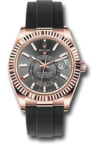 *Pre-Owned* Rolex Everose Gold Sky-Dweller Watch - Slate Index Dial - Oysterflex Bracelet