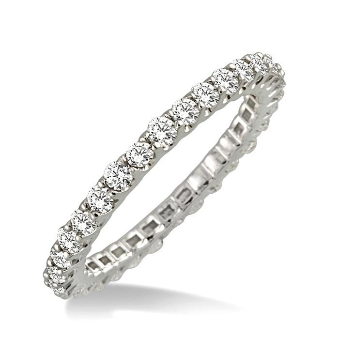 1 1/10 Ctw Round Cut Diamond Eternity Band in 14K White Gold