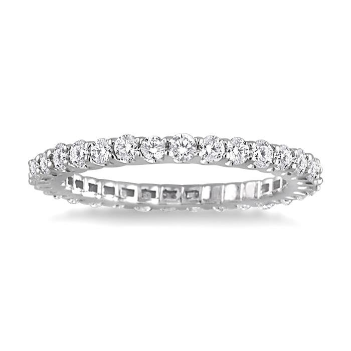 1 1/10 Ctw Round Cut Diamond Eternity Band in 14K White Gold