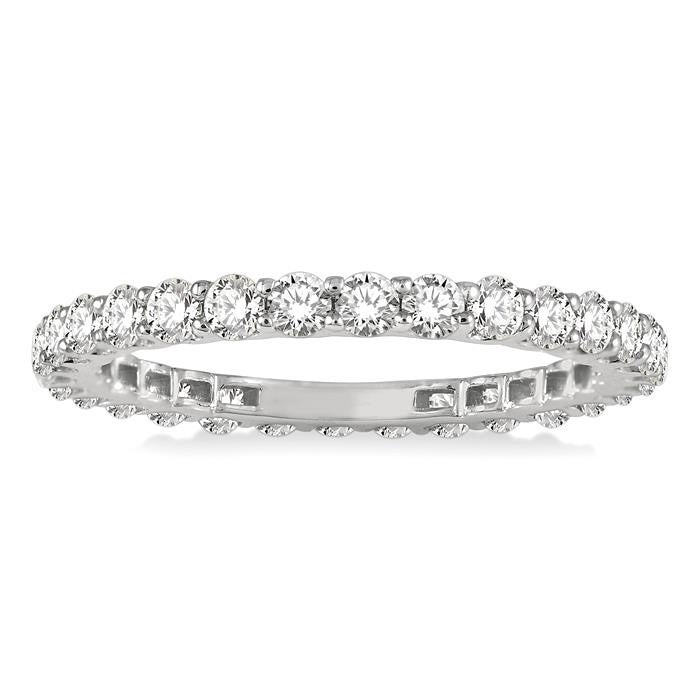 1 Ctw Round Cut Diamond Eternity Band in 14K White Gold