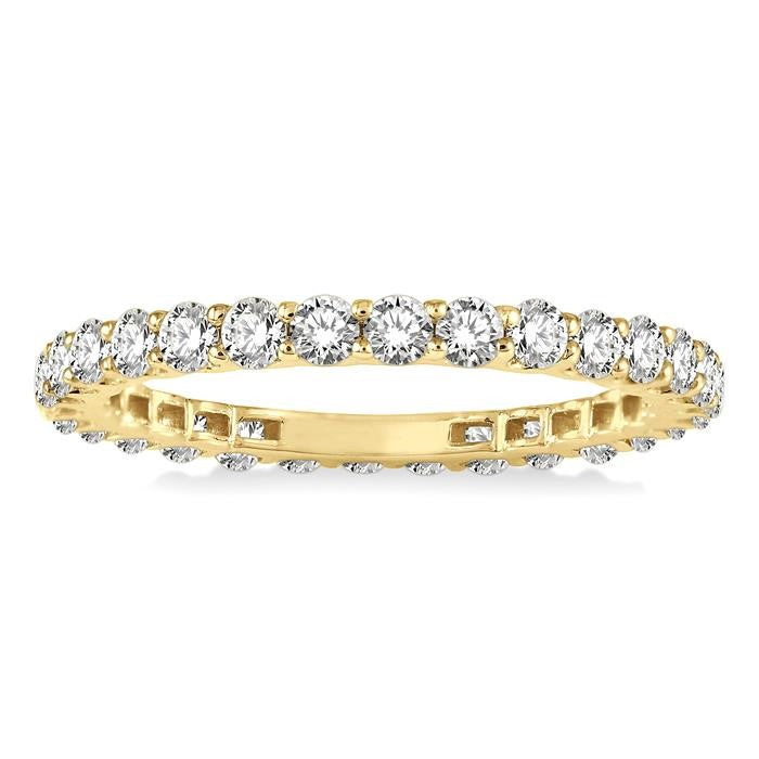 1 Ctw Round Cut Diamond Eternity Wedding Band in 14K Yellow Gold
