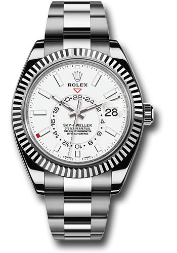 *Pre-Owned* Rolex White Rolesor Sky-Dweller Watch - White Index Dial - Oyster Bracelet