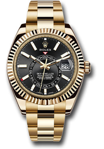 *Pre-Owned* Rolex Yellow Gold Sky-Dweller Watch - Black Index Dial - Oyster Bracelet