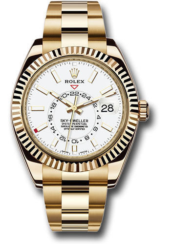 *Pre-Owned* Rolex Yellow Gold Sky-Dweller Watch - White Index Dial - Oyster Bracelet