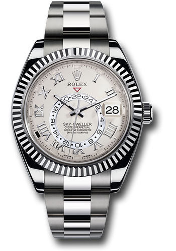 *Pre-Owned* Rolex White Gold Sky-Dweller Watch - Ivory Satin Finish Roman Dial - Oyster Bracelet