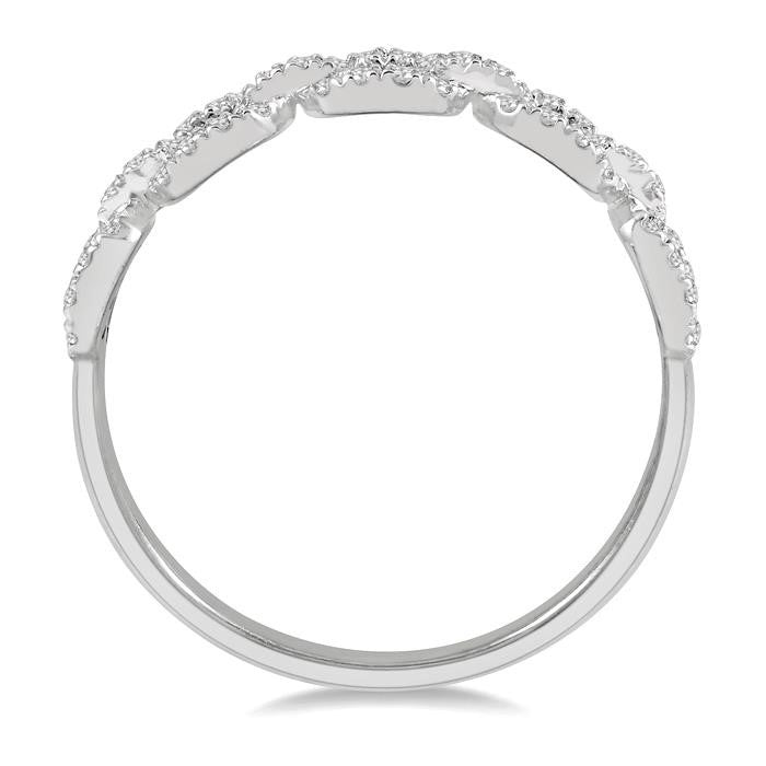 1/4 Ctw Box Chain Link Round Cut Diamond Ladies Band in 14K White Gold