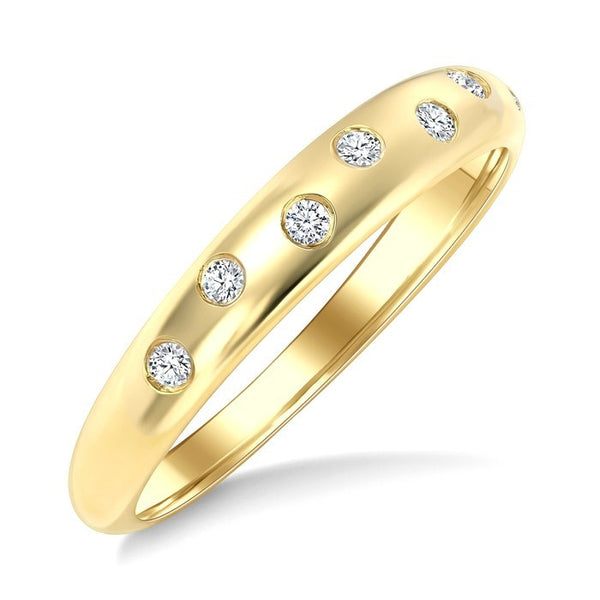 1/10 Ctw Round Cut Diamond Flush Set Mosaic Dome Bold Band in 10K Yellow Gold
