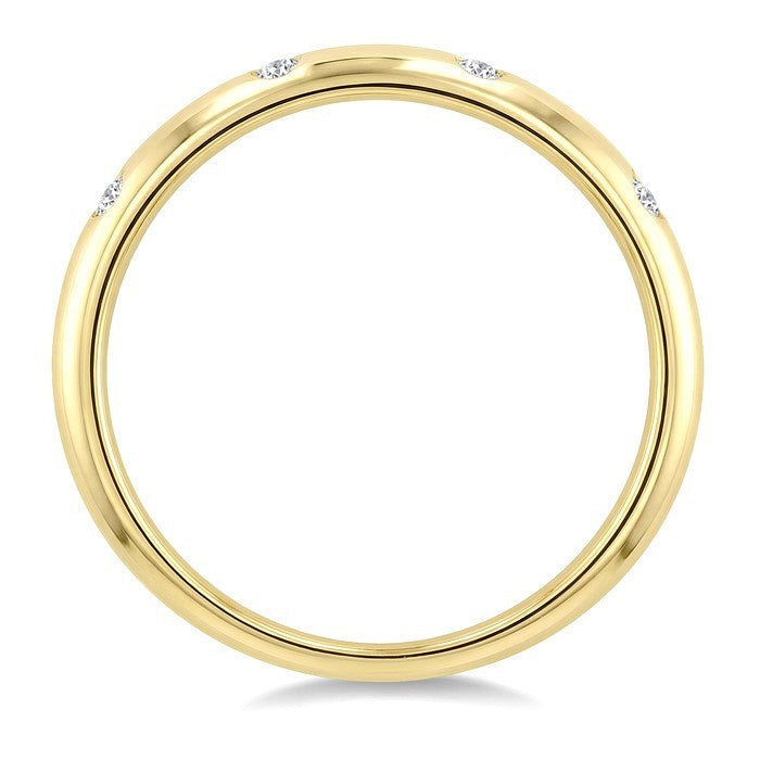 1/10 Ctw Round Cut Diamond Flush Set Mosaic Dome Bold Band in 10K Yellow Gold