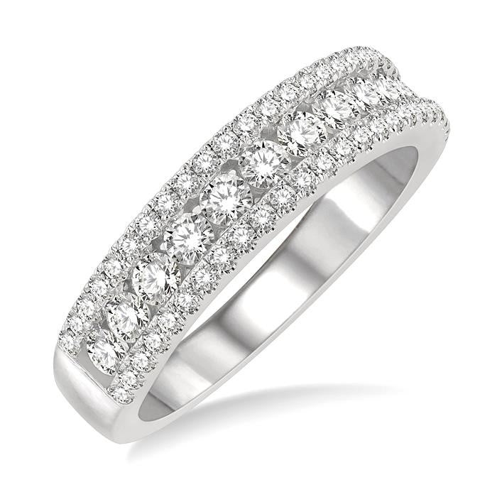 1 Ctw Channel Round Cut Diamond Wedding Band in 14K White Gold
