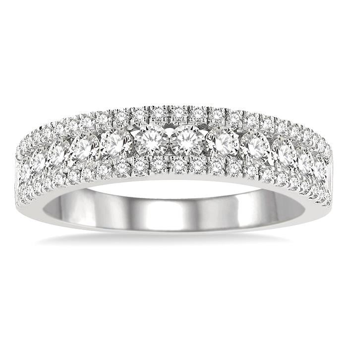 1 Ctw Channel Round Cut Diamond Wedding Band in 14K White Gold