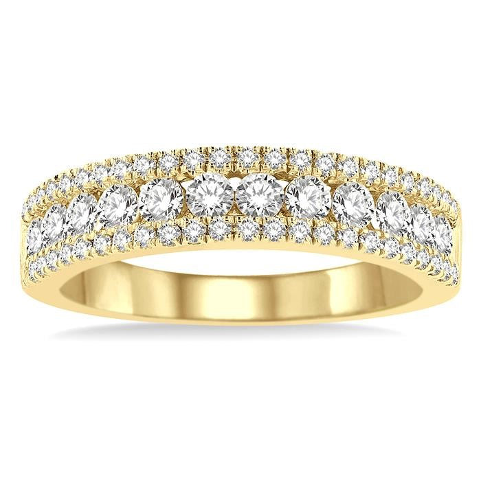 1 Ctw Channel Round Cut Diamond Wedding Band in 14K Yellow Gold