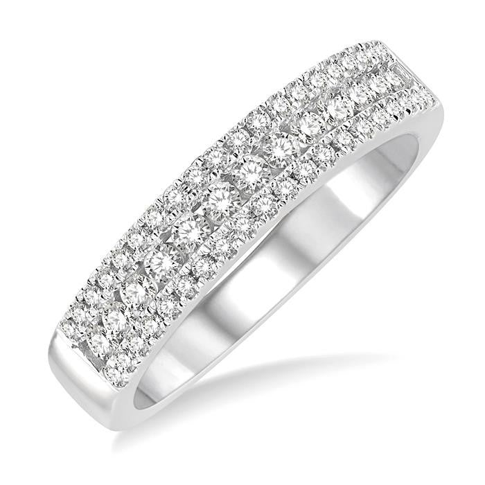 1/2 Ctw Channel Round Cut Diamond Wedding Band in 14K White Gold