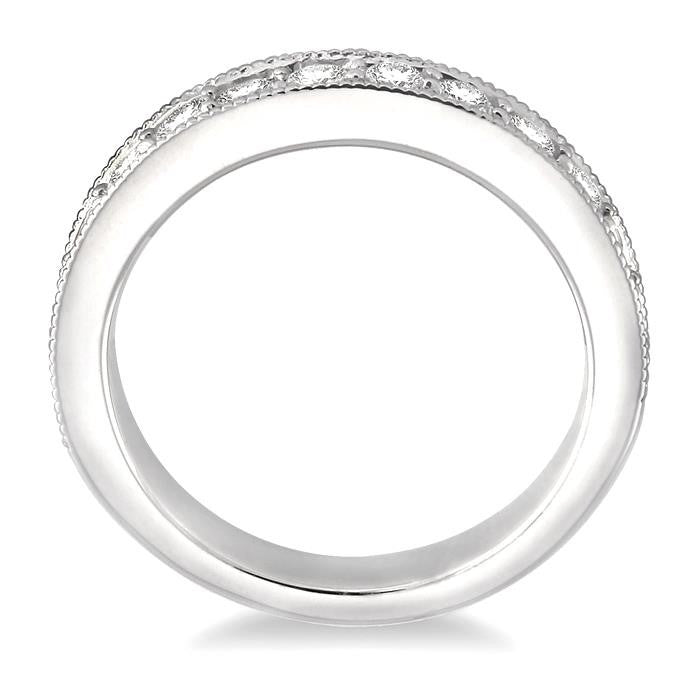 1 Ctw Round Cut Diamond Wedding Band in 14K White Gold