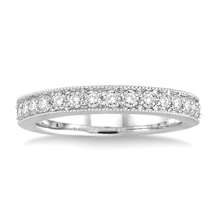 1/4 Ctw Round Cut Diamond Wedding Band in 14K White Gold