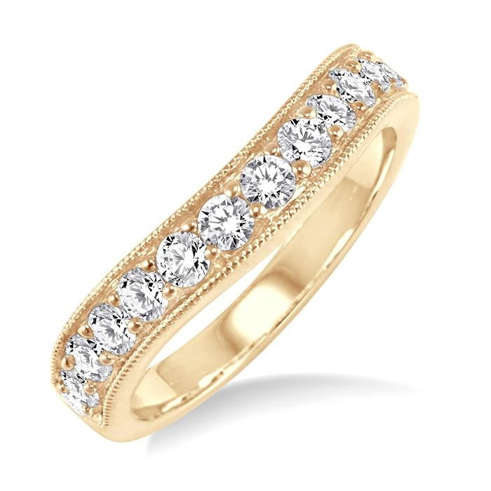 1 Ctw Round Cut Diamond 'V' Shape Band in 14K Yellow Gold