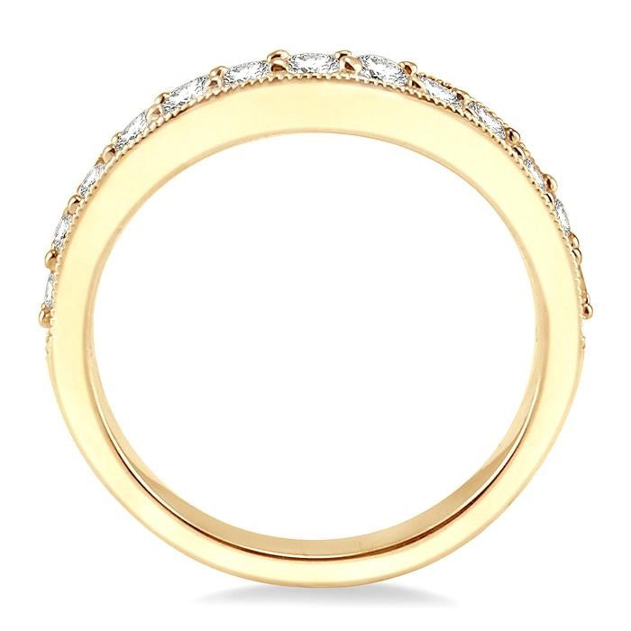 1 Ctw Round Cut Diamond 'V' Shape Band in 14K Yellow Gold
