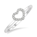 1/20 Ctw Heart Charm Round Cut Diamond Ladies Ring in 10K White Gold
