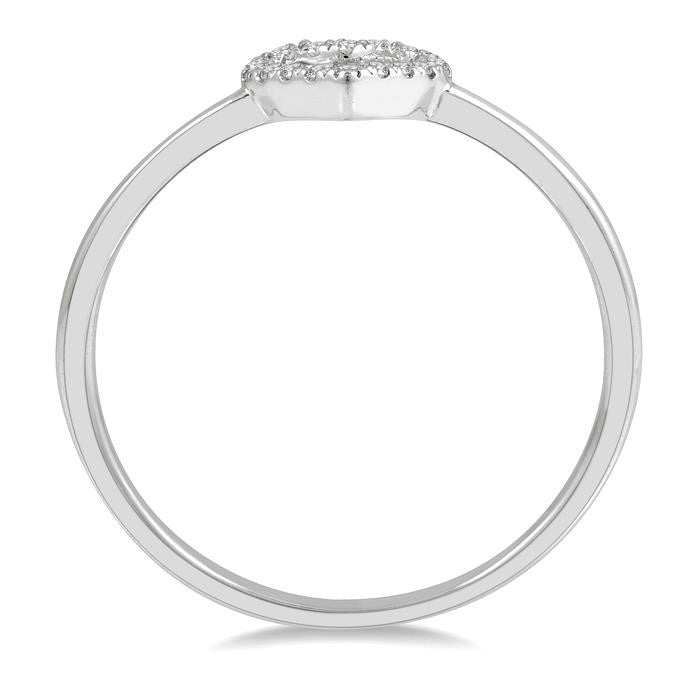 1/20 Ctw Heart Charm Round Cut Diamond Ladies Ring in 10K White Gold