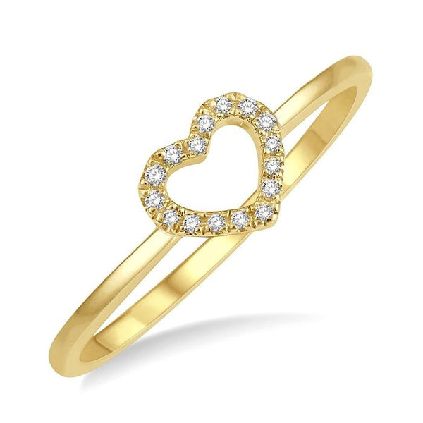 1/20 Ctw Heart Charm Round Cut Diamond Ladies Ring in 10K Yellow Gold