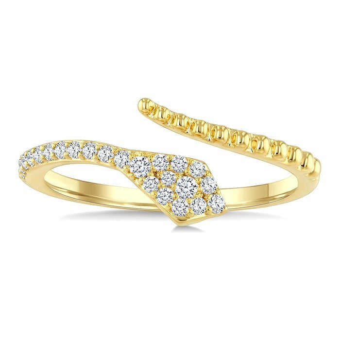 1/5 Ctw Serpent Bead Round Cut Bead Bijoux Diamond Open Fashion Ring in 10K Yellow Gold