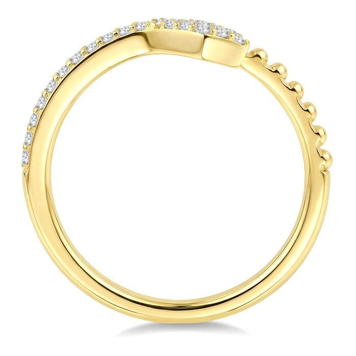 1/5 Ctw Serpent Bead Round Cut Bead Bijoux Diamond Open Fashion Ring in 10K Yellow Gold