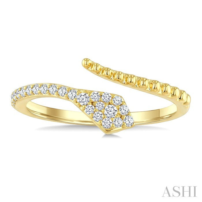 1/5 Ctw Serpent Bead Round Cut Bead Bijoux Diamond Open Fashion Ring in 10K Yellow Gold