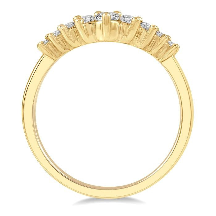 1/3 Ctw Chevron Round Cut Diamond Fashion Ring in 14K Yellow Gold