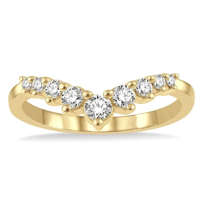 1/3 Ctw Chevron Round Cut Diamond Fashion Ring in 14K Yellow Gold