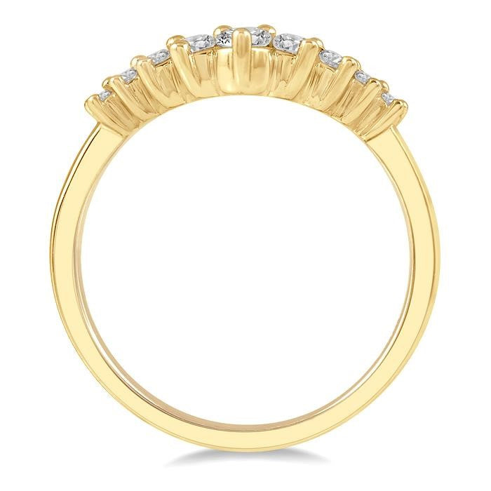 1/3 Ctw Chevron Round Cut Diamond Fashion Ring in 14K Yellow Gold