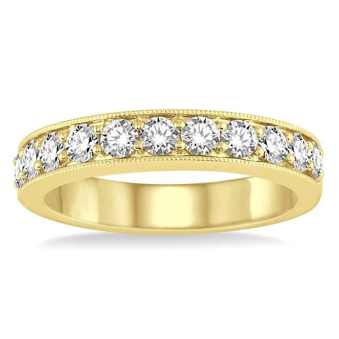 3/4 Ctw Round Cut Diamond Wedding Band in 14K Yellow Gold