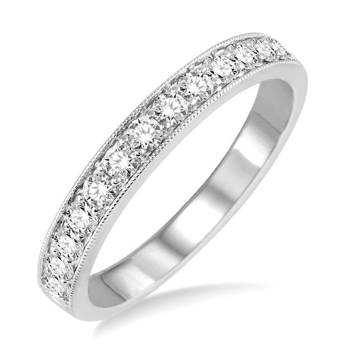 1/2 Ctw Round Cut Diamond Wedding Band in 14K White Gold