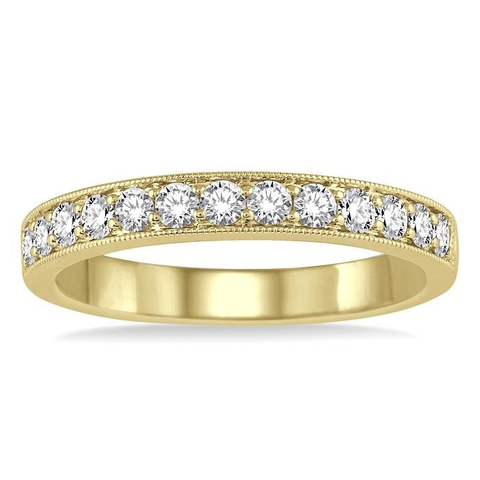1/2 Ctw Round Cut Diamond Wedding Band in 14K Yellow Gold