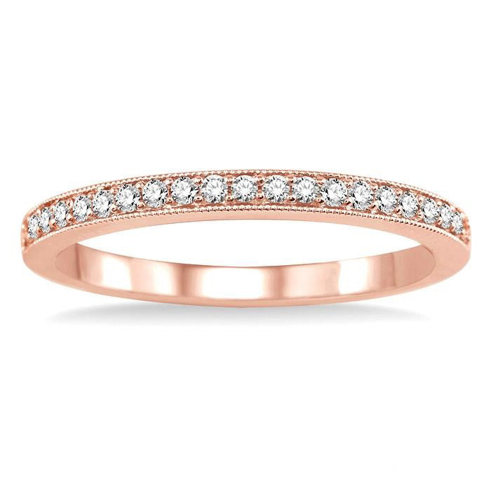 1/5 Ctw Round Cut Diamond Wedding Band in 14K Rose Gold