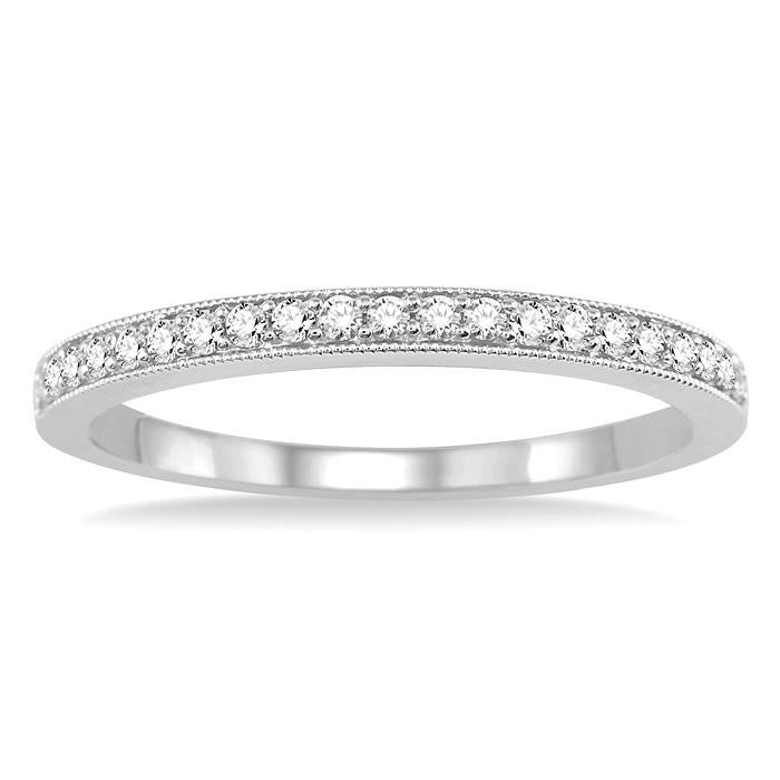 1/5 Ctw Round Cut Diamond Wedding Band in 14K White Gold