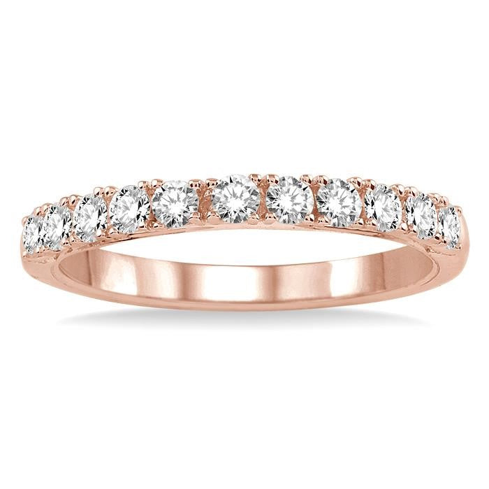 1/2 Ctw Round Cut Diamond Wedding Band in 14K Rose Gold