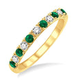 2.2 MM Round Cut Emerald and 1/5 Ctw Round Cut Diamond Precious Band in 14K Yellow Gold