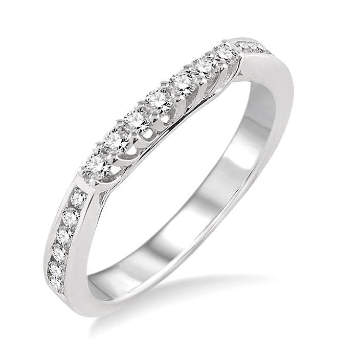 1/3 Ctw Round Cut Diamond Wedding Band in 14K White Gold