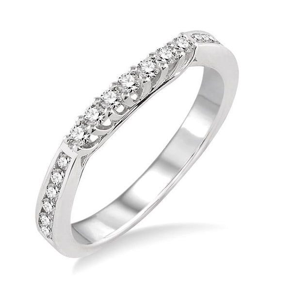 1/3 Ctw Round Cut Diamond Wedding Band in 14K White Gold