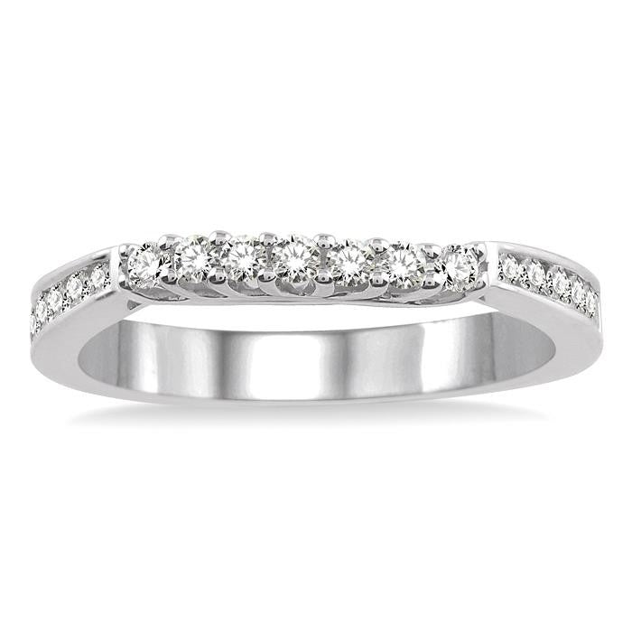 1/3 Ctw Round Cut Diamond Wedding Band in 14K White Gold