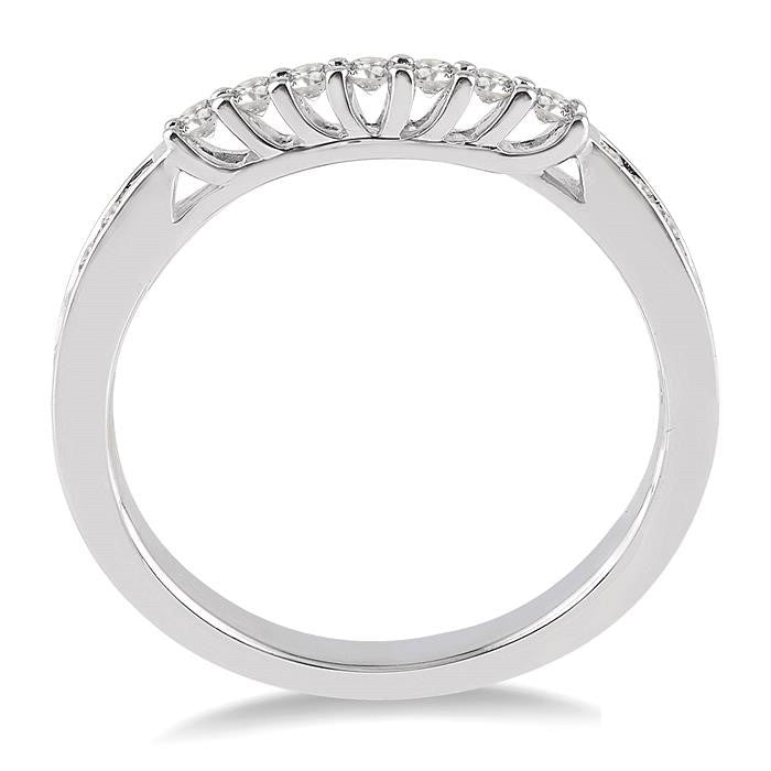 1/3 Ctw Round Cut Diamond Wedding Band in 14K White Gold