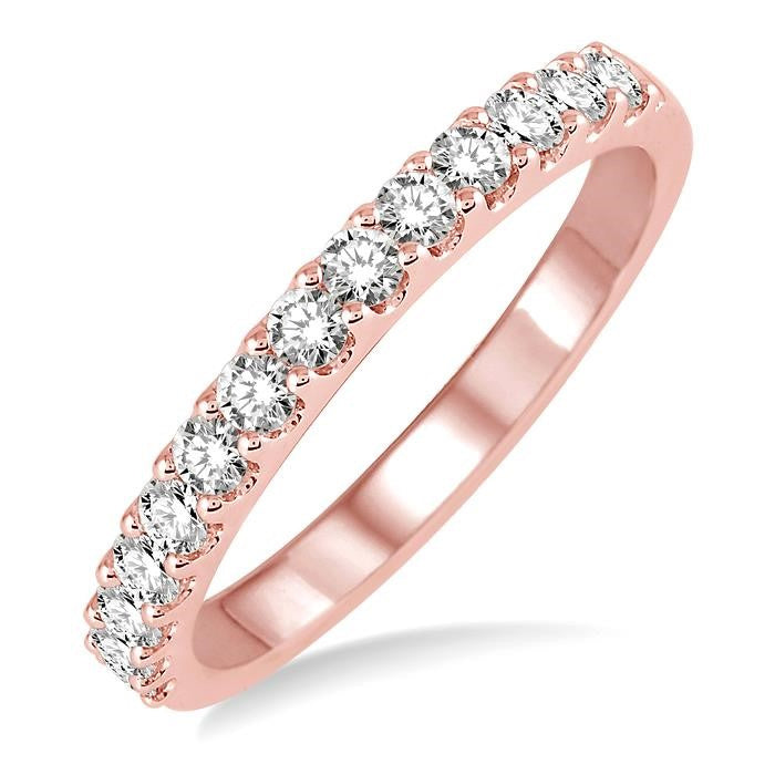 1/2 Ctw Round Cut Diamond Wedding Band in 14K Rose Gold