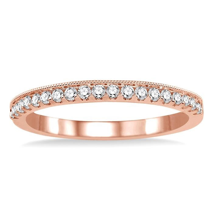 1/4 Ctw Round Cut Diamond Wedding Band in 14K Rose Gold