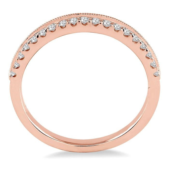 1/4 Ctw Round Cut Diamond Wedding Band in 14K Rose Gold