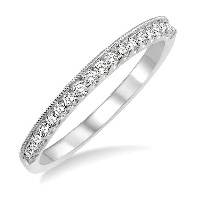 1/4 Ctw Round Cut Diamond Wedding Band in 14K White Gold